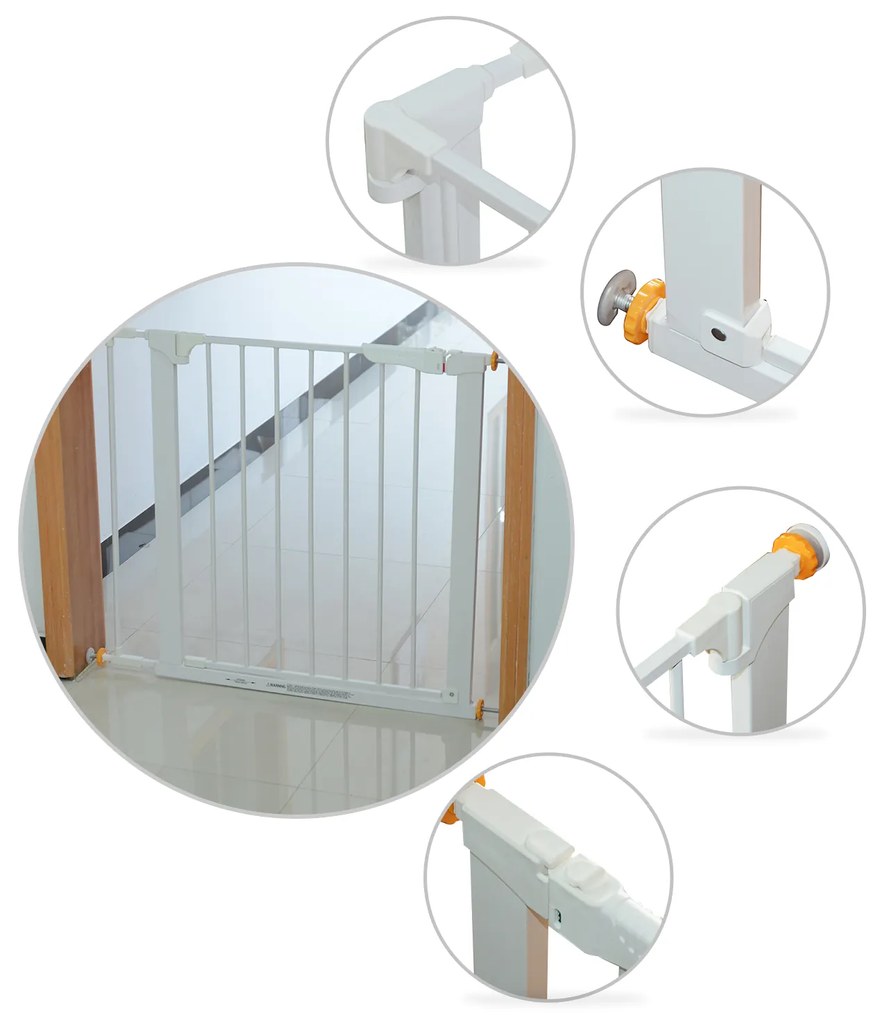 Barreira de Segurança Ferro Branco para Crianças / Cães / Gatos Separação de Segurança 74-95 x 70 cm