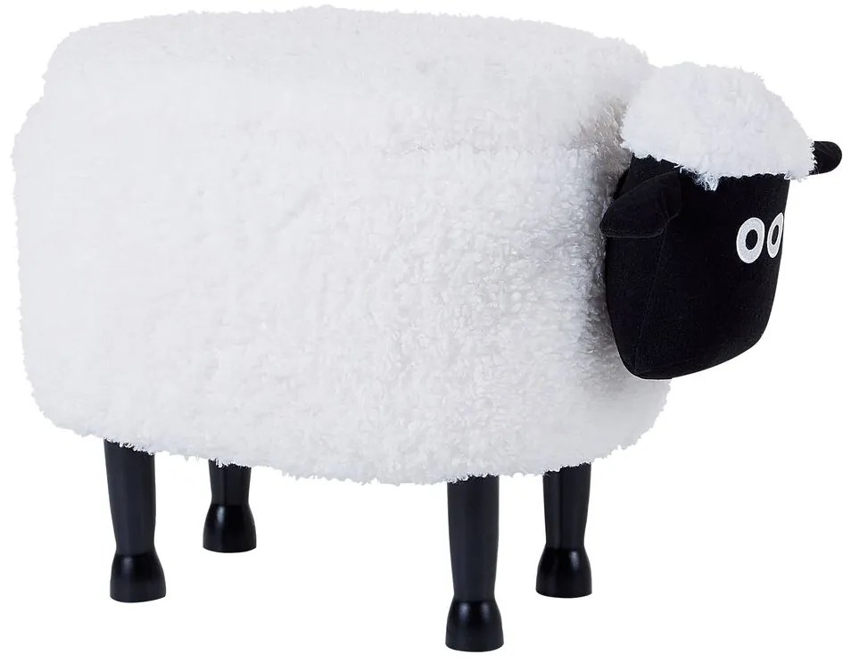 Tamborete em tecido branco com arrumação SHEEP Beliani