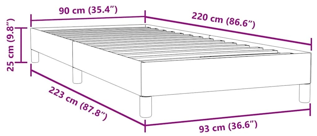 Cama com molas sem colchão cinzento-claro 90x220 cm veludo