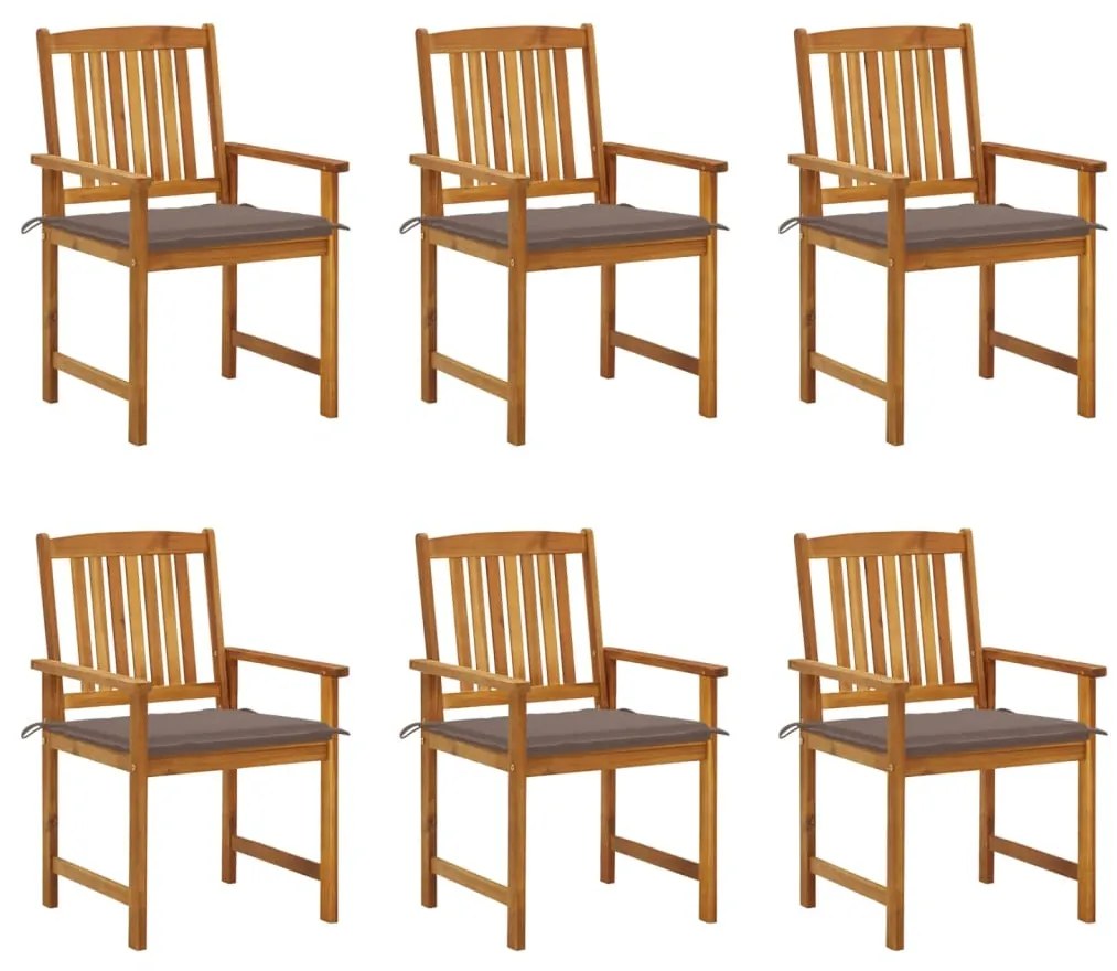 vidaXL Cadeiras de jardim com almofadões 6 pcs acácia maciça