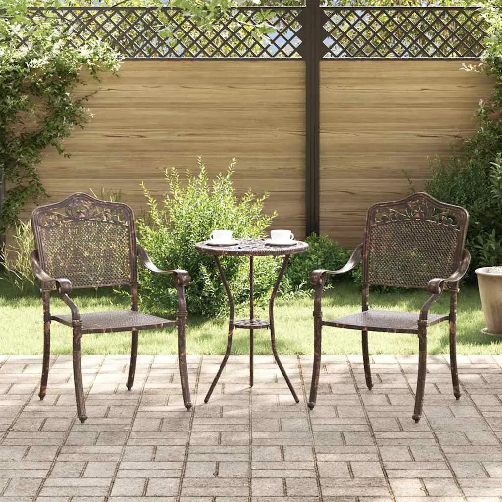 vidaXL Cadeira de Jardim 2 pcs Bronze 64 x 62 x 93cm Alumínio