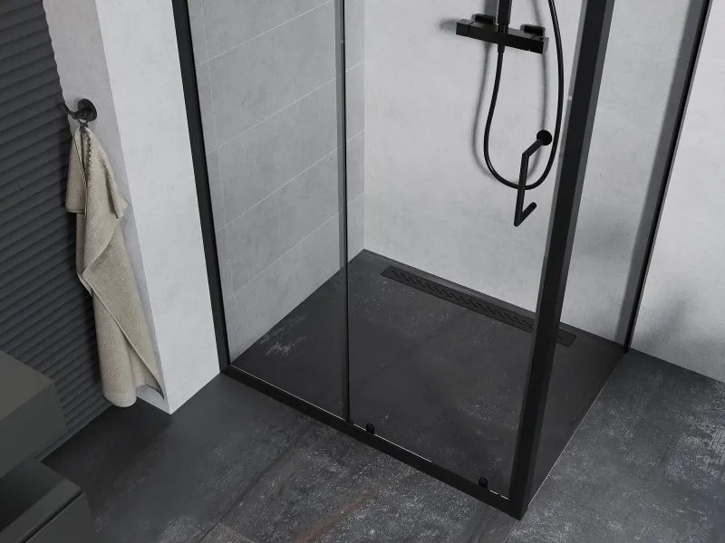 Mexen Apia cabine de duche de correr 100 x 80 cm, transparente, preta - 840-100-080-70-00