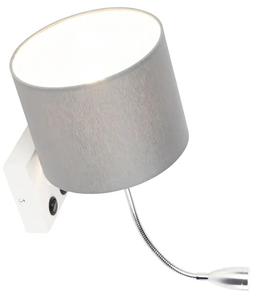 Candeeiro de parede moderno branco com cúpula cinzenta - Brescia Moderno