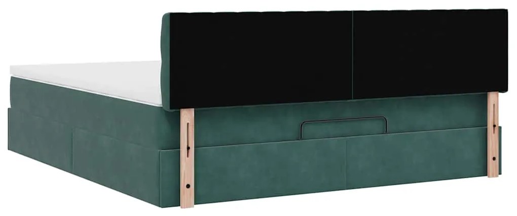 Estrutura de cama otomana com colchão 180x200 cm verde escuro