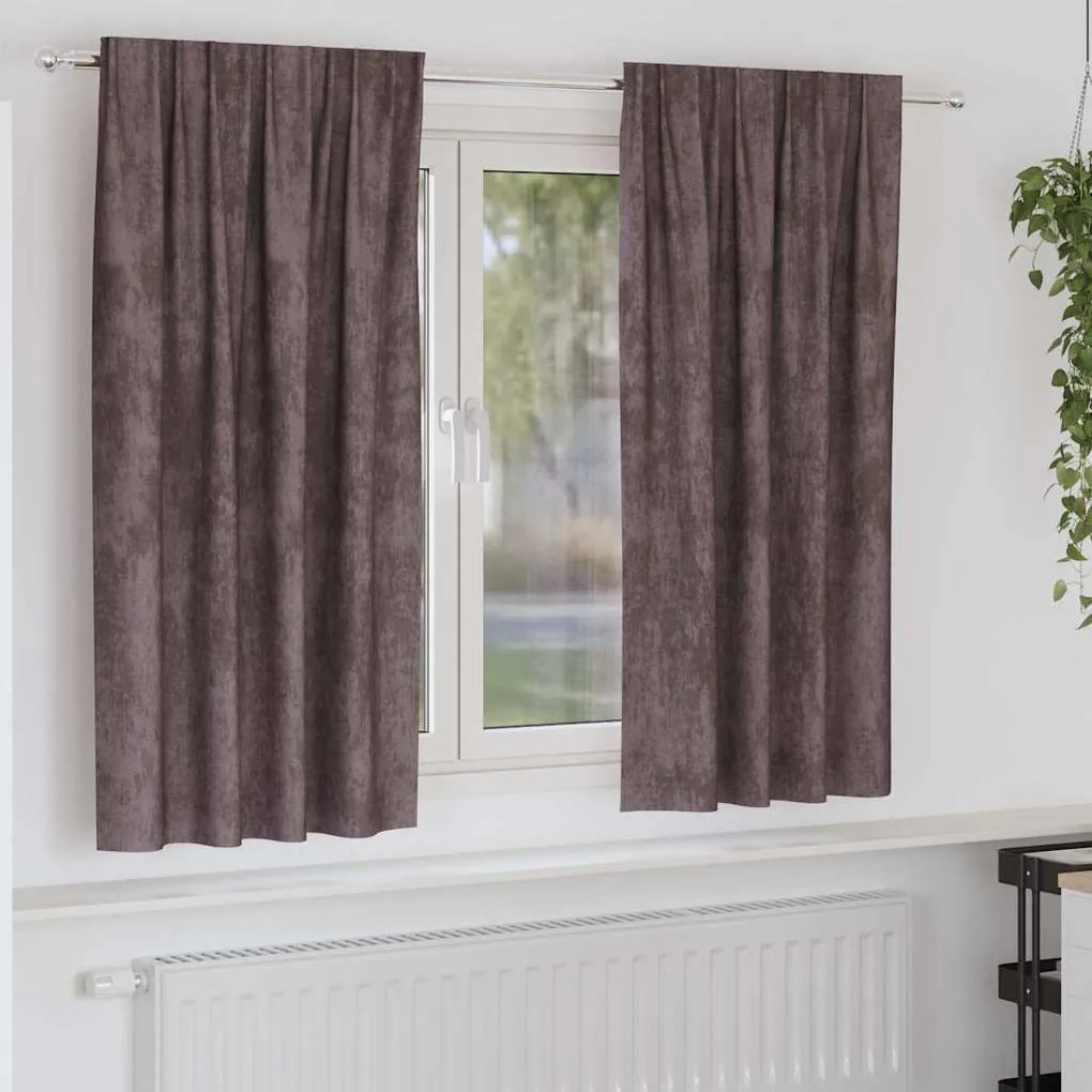 vidaXL Cortinas de Veludo 2 pcs Castanho 175 x 140 cm Veludo