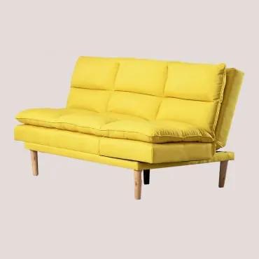 Sofá reclinável de 2 lugares em tecido Veka Amarelo Intenso - Sklum