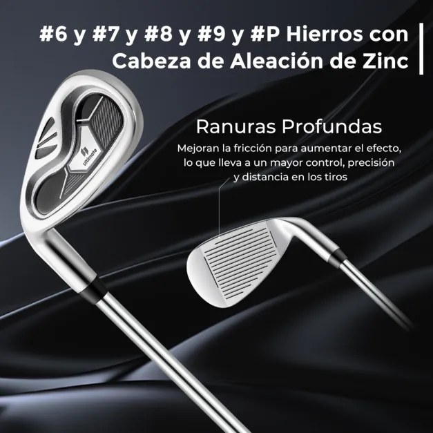 Conjunto de tacos de golfe para homens canhotos com bolsa e suporte #1 Driver #3 Fairway e #4 Híbrido com capas #6 7 8 9 #P Ferros e Putter Preto