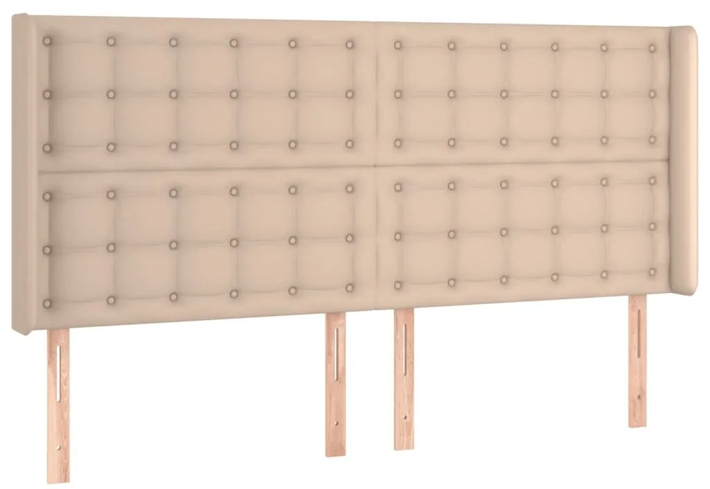 Cabeceira cama c/ LED couro artif. 203x16x118/128 cm cappuccino