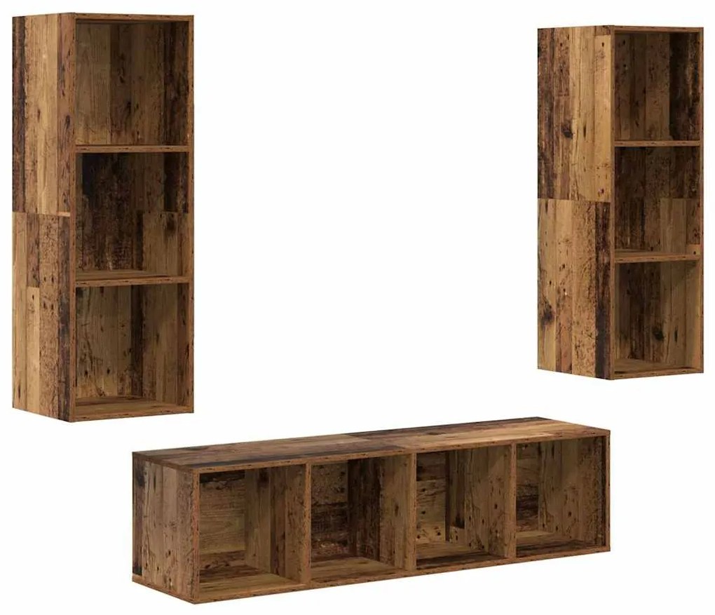 Conjunto de Estantes para TV 3 pcs Madeira antiga