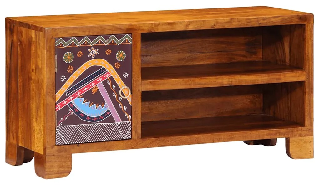 Móvel de TV multicor 90x30x45 cm madeira de acácia maciça