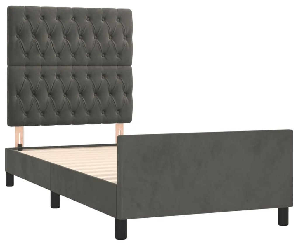Estrutura de cama sem colchão 90x200 cm veludo cinzento-escuro