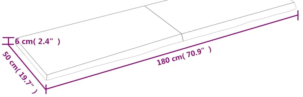 Prateleira de parede 180x50x(2-6)cm carvalho maciço não tratado