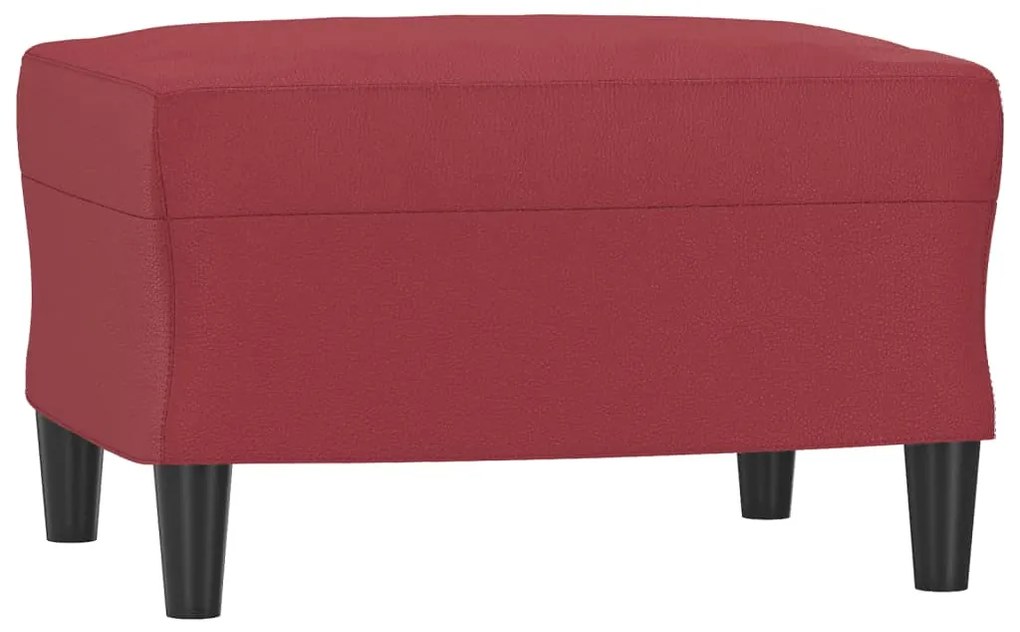 Poltrona com apoio de pés 60 cm couro artificial vermelho tinto