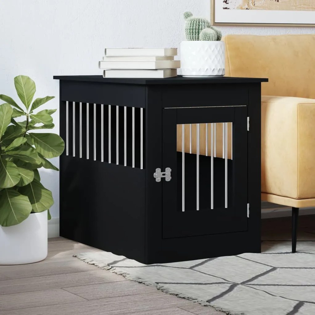 vidaXL Móvel casota para cão 55x80x68 cm derivados de madeira preto