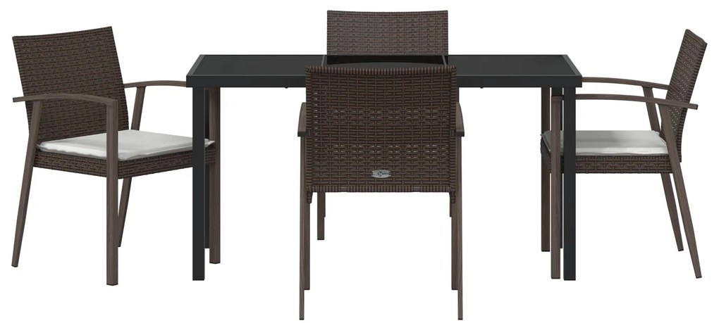 Conjunto de Jantar de Jardim em 5 Peças com Almofadas em Rattan Sintét