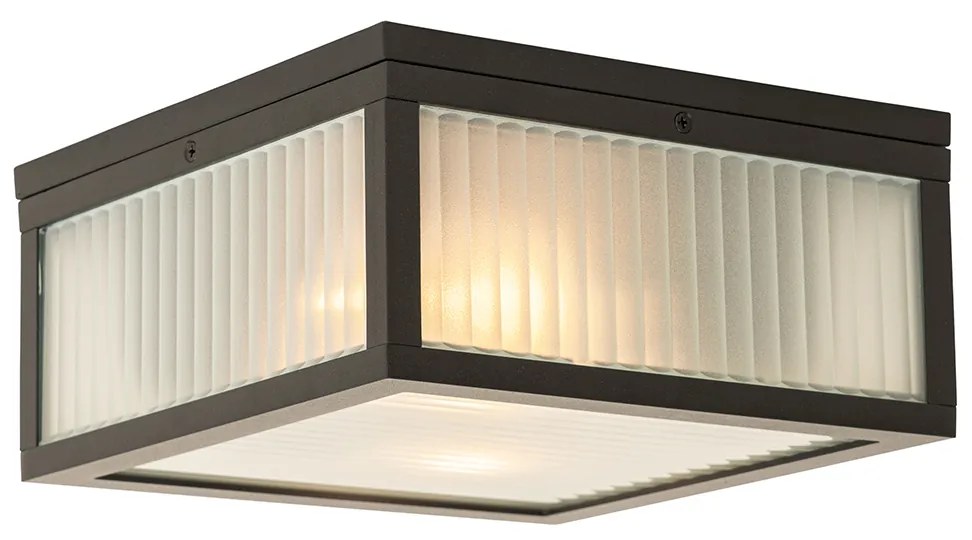 LED Plafon de exterior inteligente preto com vidro canelado incl. WiFi A60 - Charlois Moderno