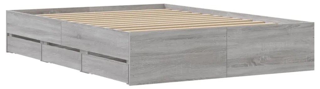 Estrutura de cama c/ gavetas derivados madeira cinza sonoma
