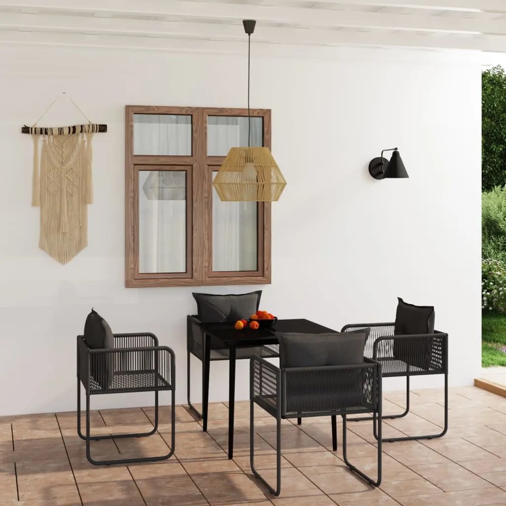 5 pcs Conjunto de jantar para jardim preto
