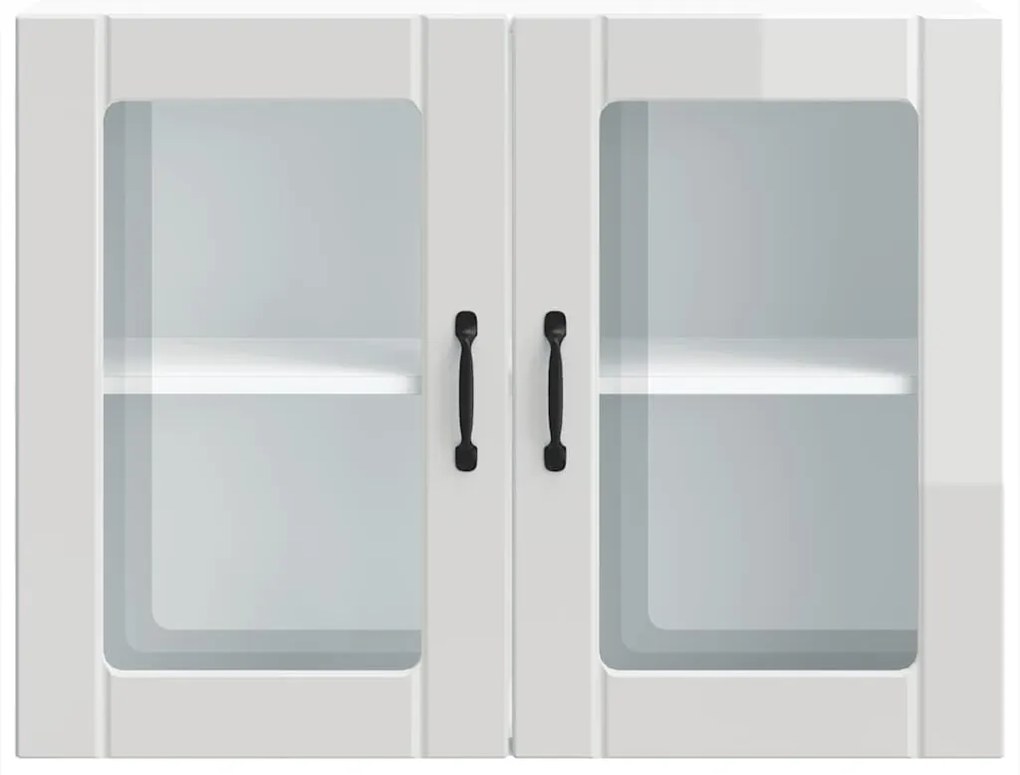 Armário parede de cozinha porta vidro Lucca branco brilhante