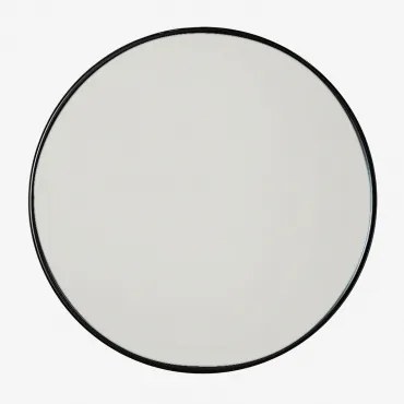 Espelho De Parede Redondo Ø50 Cm Em Ferro Alnie Preto - Sklum