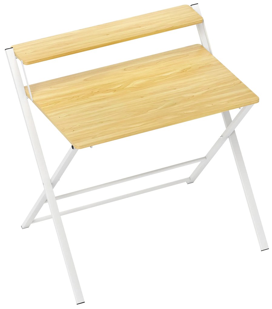 HOMCOM Secretária Dobrável com Prateleira Aberta Secretária Pequena para Escritório Casa 86x66x82 cm Madeira | Aosom Portugal