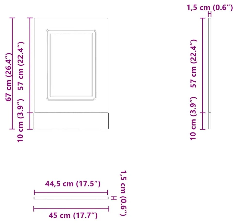 Painel máquina lavar louça Kalmar 45x1,5x67cm carvalho castanho