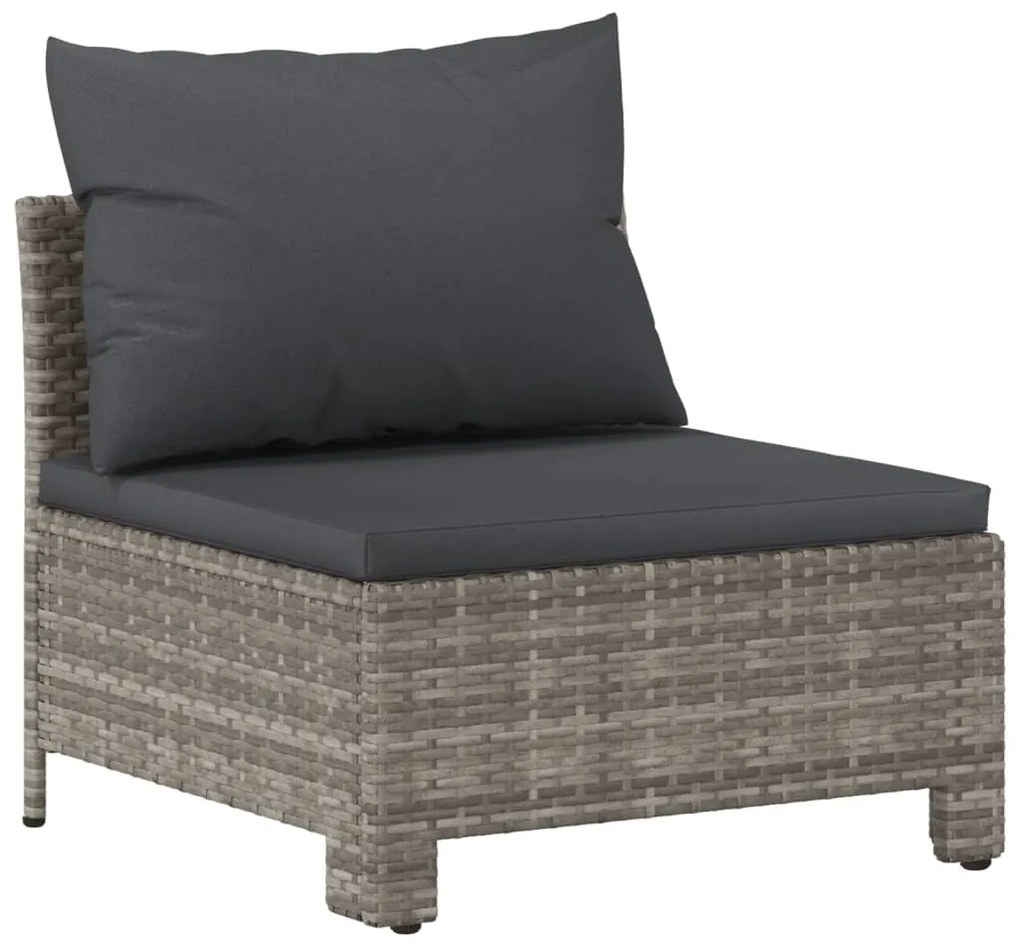 7 pcs conjunto lounge de jardim c/ almofadões vime PE cinzento