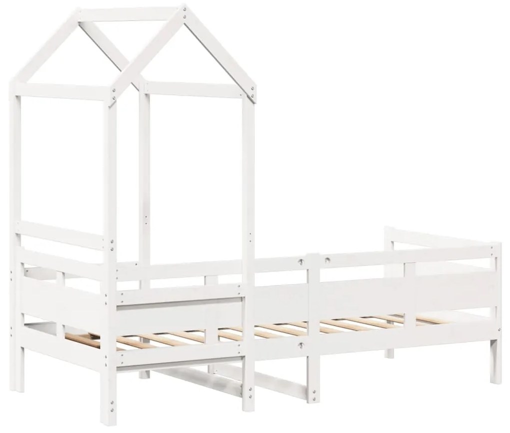 Sofá-cama com telhado 80x200 cm madeira de pinho maciça branco