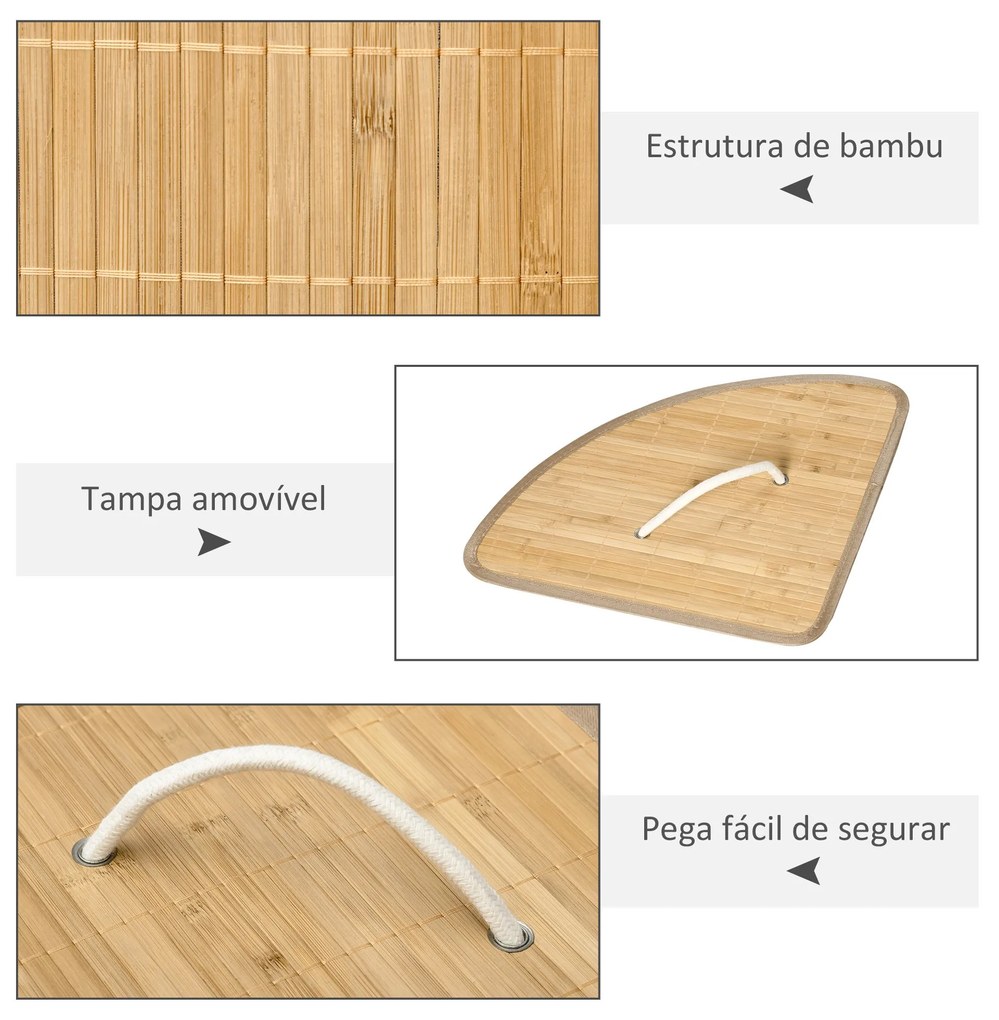 Cesto de Roupa de Bambu Capacidade de 55L Cesto para Roupa Suja em For