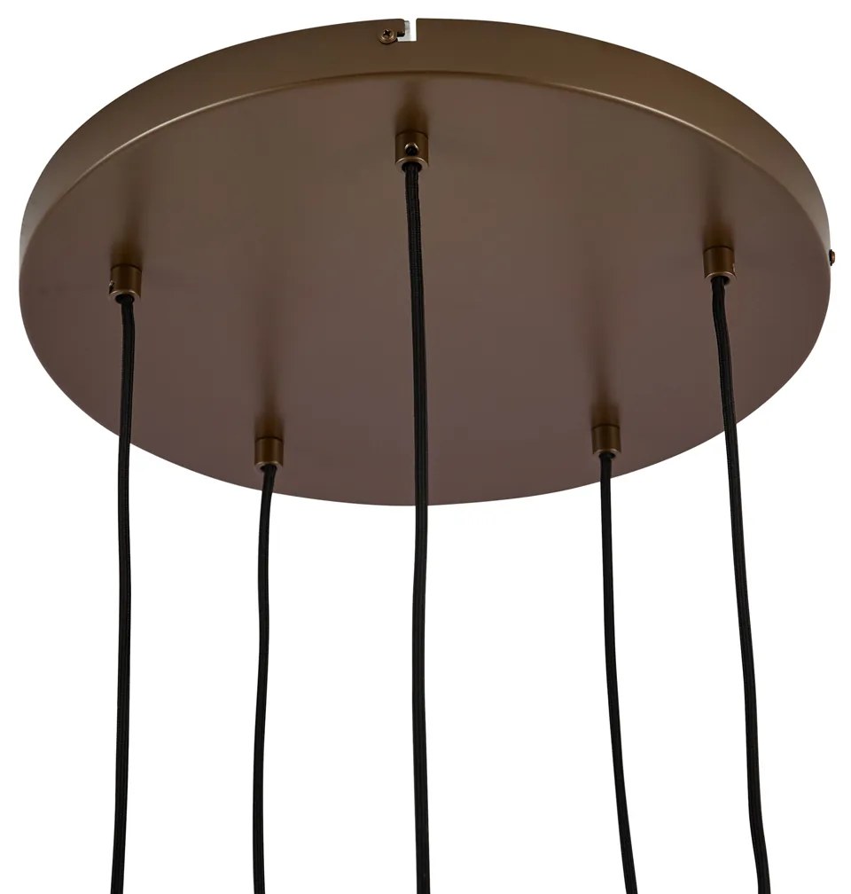 Candeeiro suspenso Hotel Chic bronze escuro com vidro âmbar 5 luzes - Stavelot