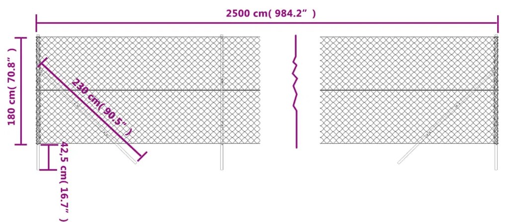 Cerca de arame 1,8x25 m antracite