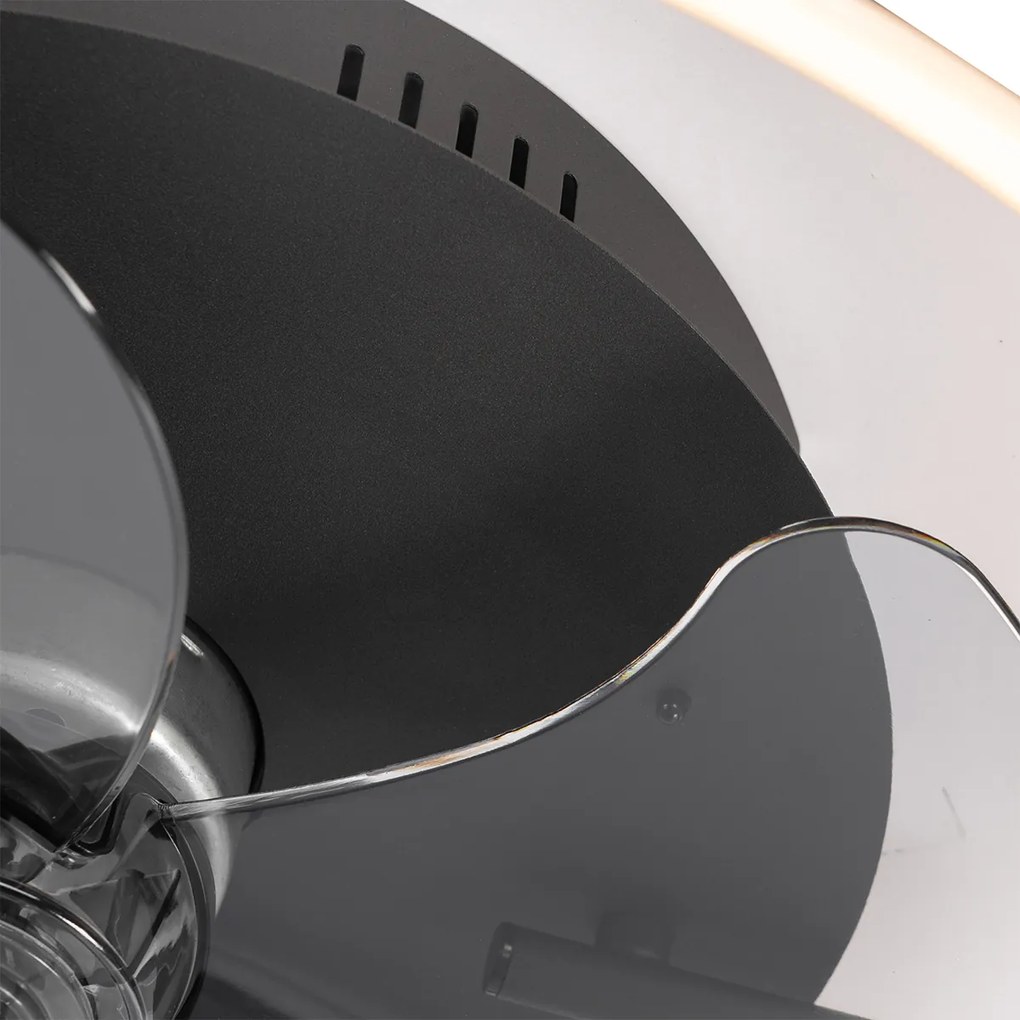 Ventilador de teto preto com LED e controlo remoto - Maddy Moderno