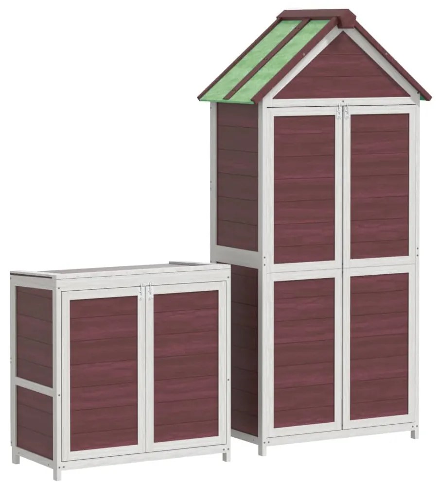 2 pcs conj. abrigos p/ ferramentas jardim pinho maciço cor moca