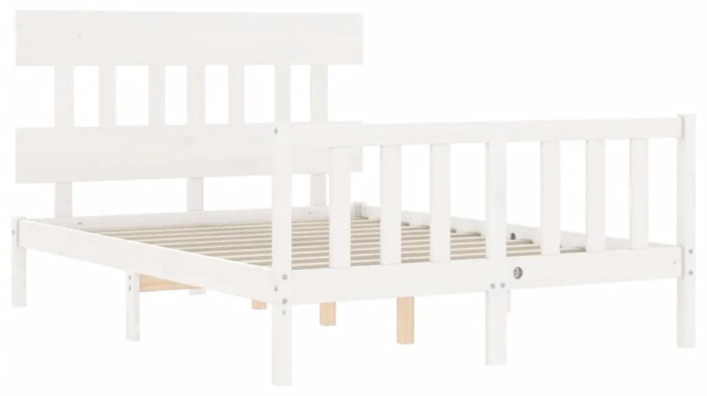 Estrutura de cama com cabeceira 140x200cm madeira maciça branco