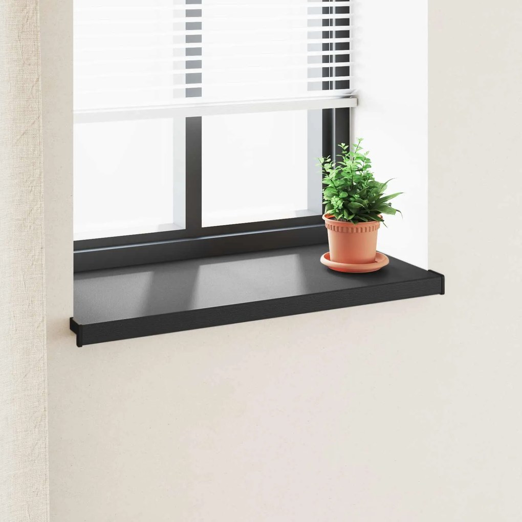 vidaXL Soleira de Janela Preto com Textura de Madeira 80 x 40 x 4,5 cm