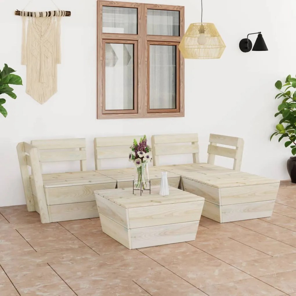 vidaXL 5 pcs conjunto lounge de paletes madeira de abeto impregnada