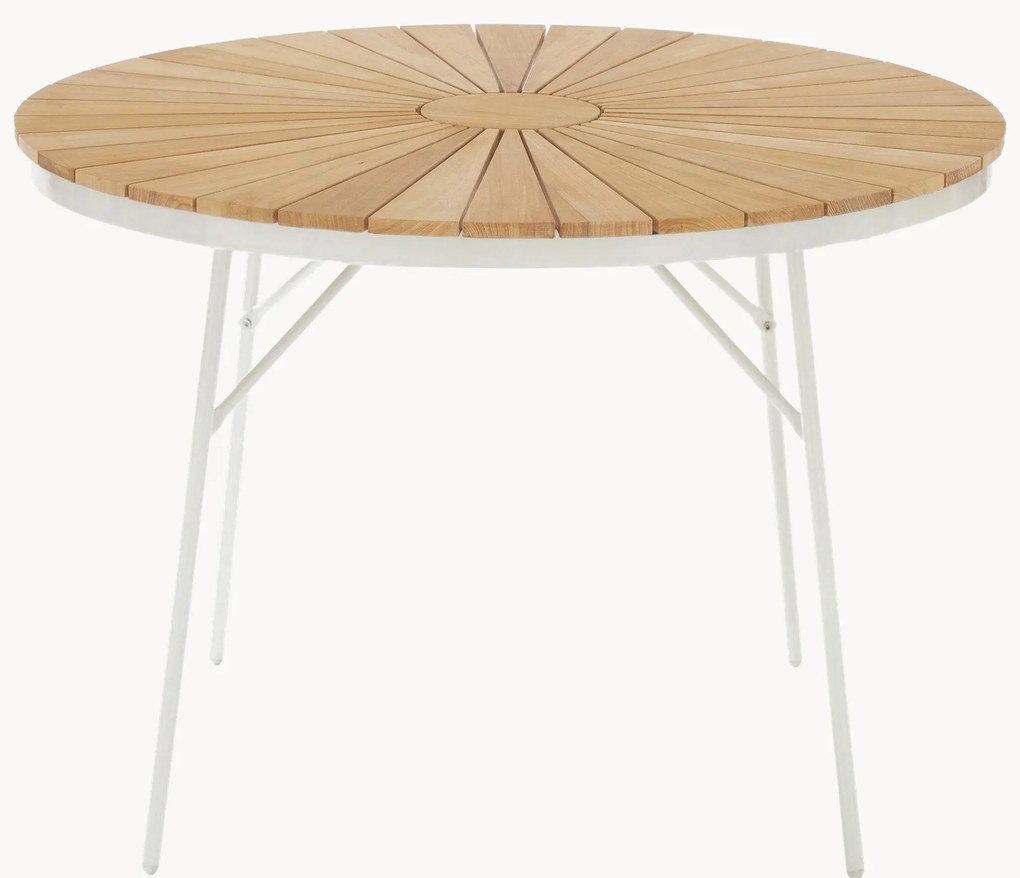 Mesa de jardim redonda com tampo em madeira de teca Hard & Ellen, vários tamanhos