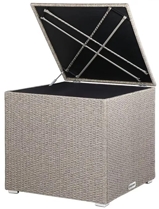 Caixa Arrumação Jardim para almofadas Polyrattan 75 x 75 x 70 cm 318L Creme