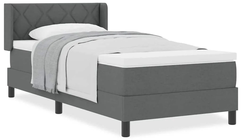 Cama Box com Colchão – Cinza Escuro – 90 x 190 cm – Tecido