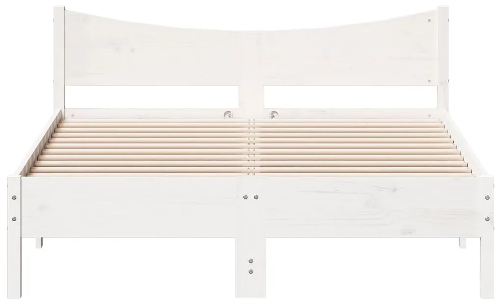Cama sem colchão 140x200 cm madeira de pinho maciça branco