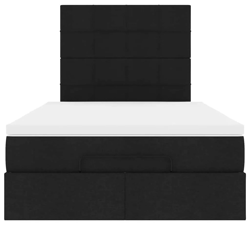 Estrutura de cama otomana com colchão preto 120x190 cm tecido