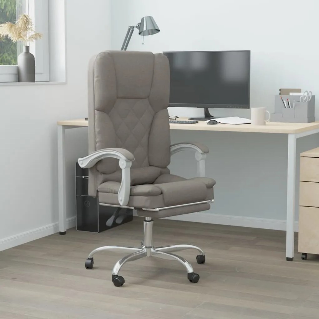 vidaXL Cadeira de escritório reclinável de massagens cinza-acastanhado