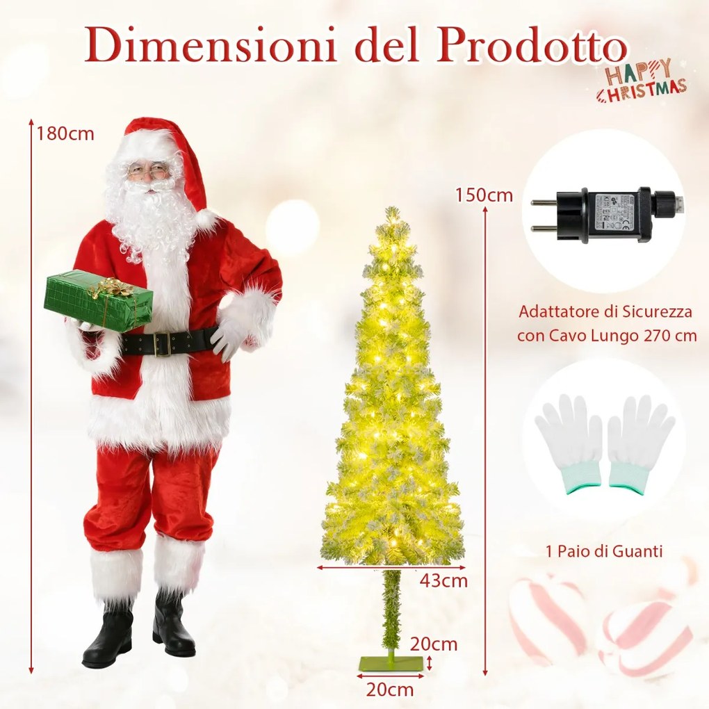 Arvore de Natal Fantasiosa de 150 cm Topo Flexível Artificial com Luzes (DECORAÇÃO NÃO INCLUIDA) para Festas e 216 Pontas de Galhos Verdes