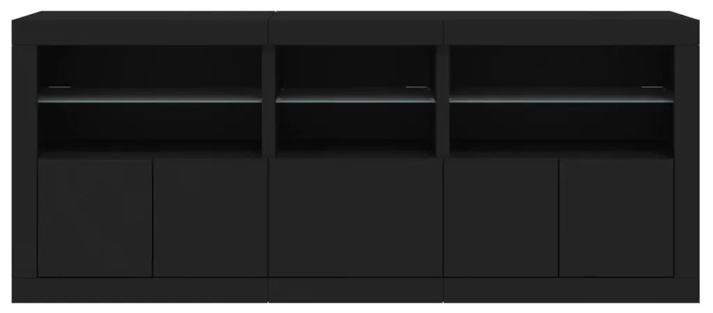 Aparador com luzes LED 162x37x67 cm preto