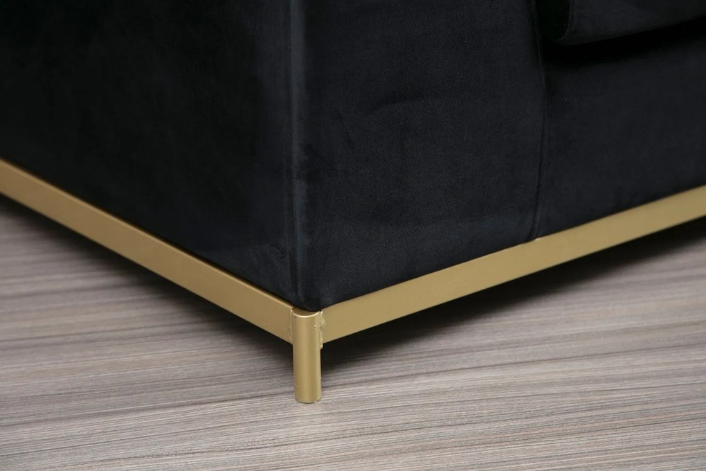 Sofá de 4 Lugares Line – Preto e Dourado – 320 x 102 x 84 cm