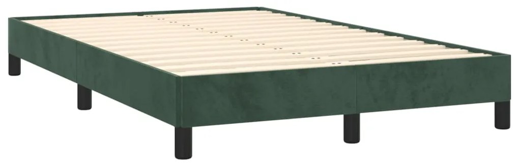 Cama boxspring com colchão 120x190 cm veludo verde-escuro