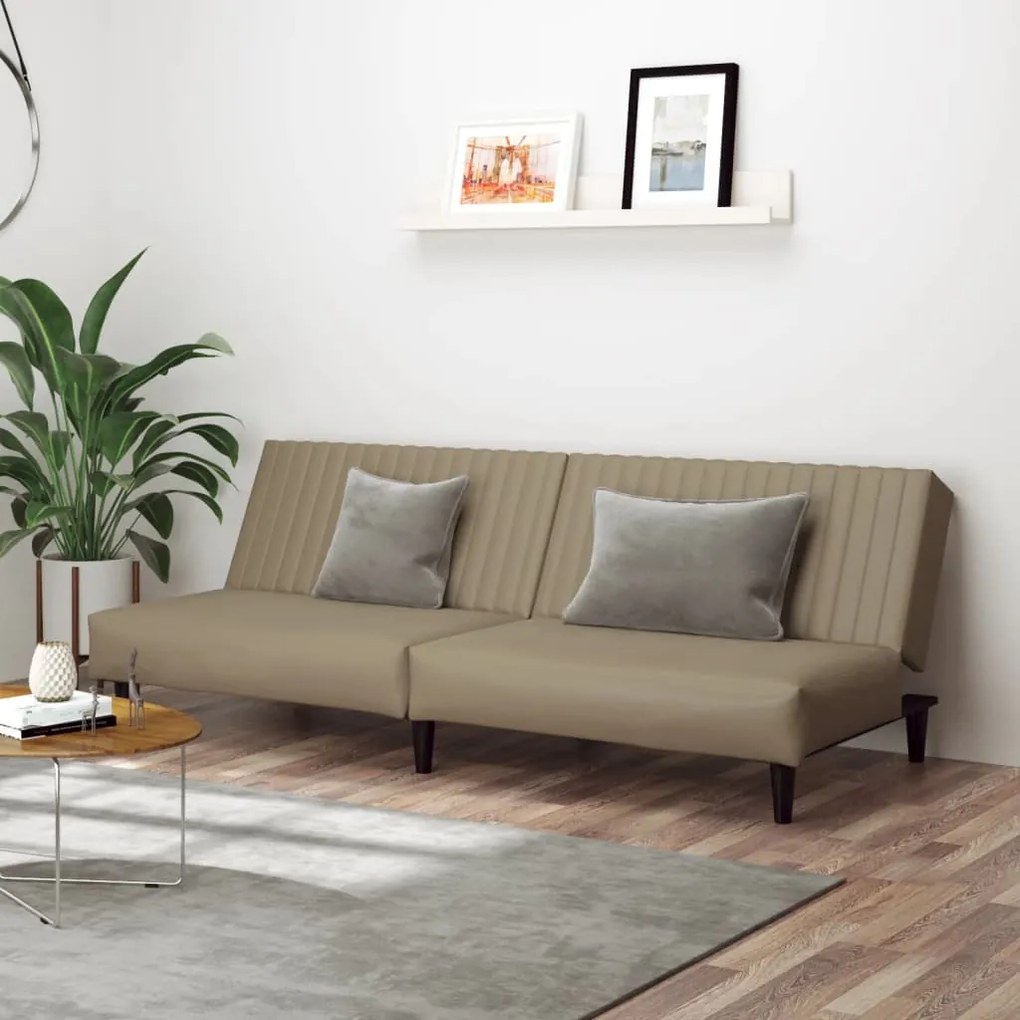 337666 vidaXL Sofá-cama de 2 lugares couro artificial cappuccino