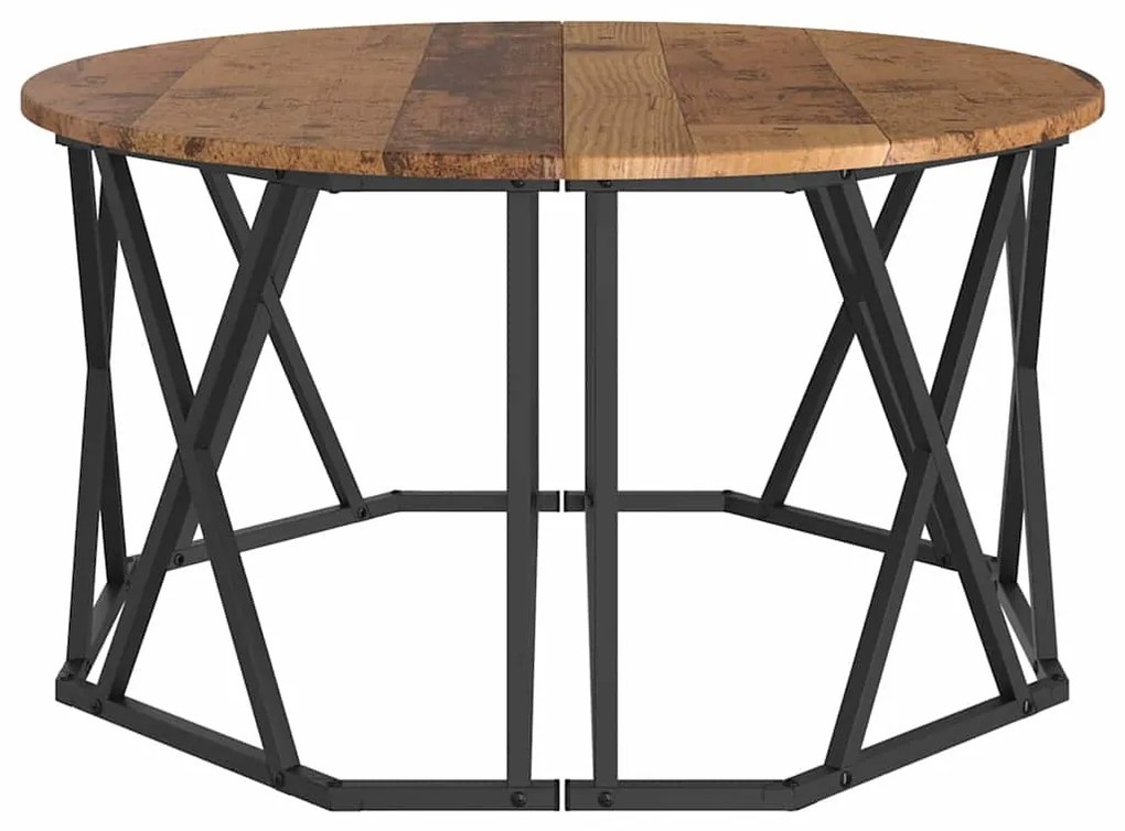 Mesa de Centro vidaXL Madeira Velha 80x80x42 cm em Madeira de Engenhar