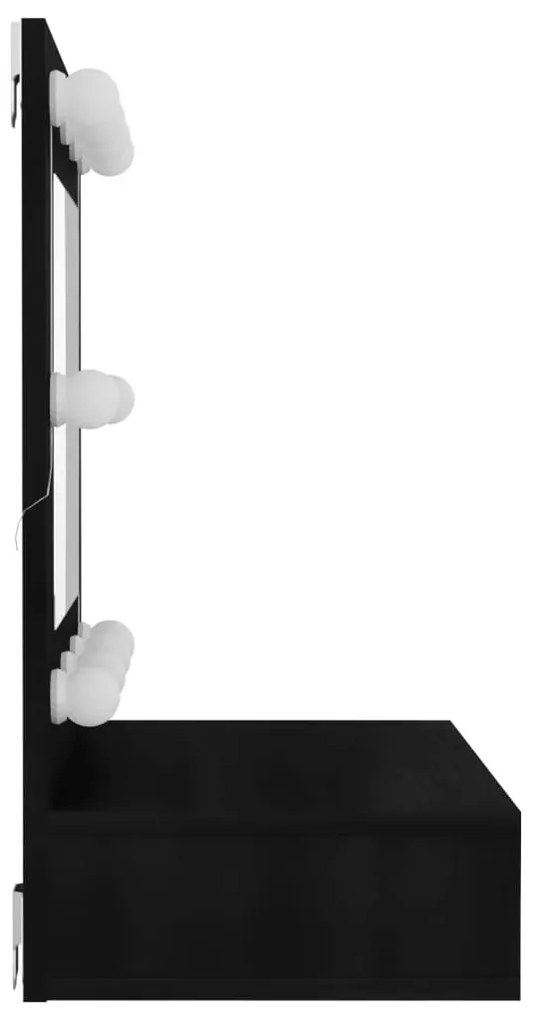 Toucador de Parede com Luzes LED - 60x31,5x62 cm - Cor Preto