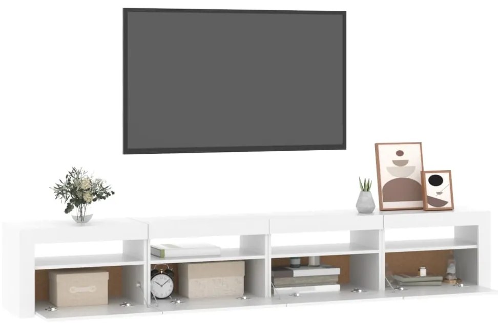 Móvel de TV com luzes LED 240x35x40 cm branco